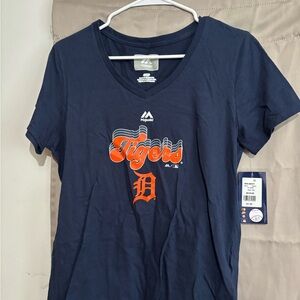 Majestic Tigers Navy Tee with Orange Logo